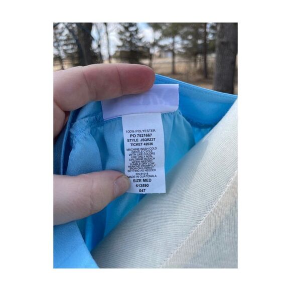 Retro Blair Blue Blouse Top Short Sleeve Raglan Sleeve Stretch Hem Sz M - Picture 7 of 7